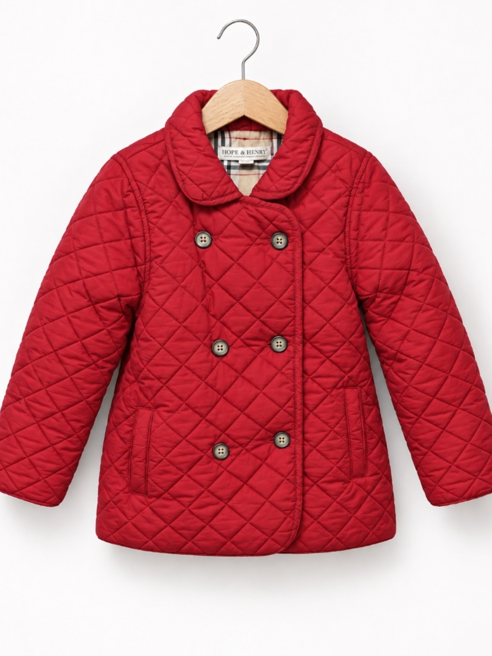 Hope & Henry Girls Size 7 Red Quilted Peacoat Riding Jacket